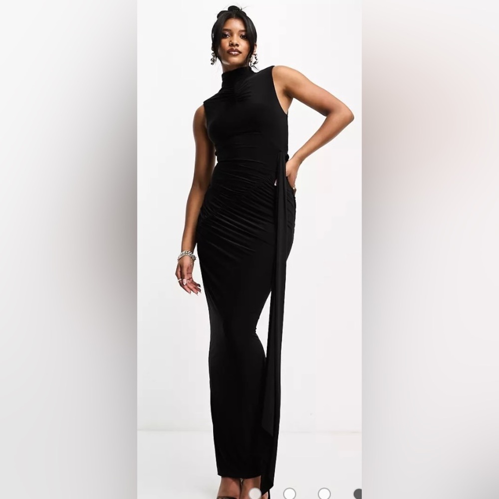 NAKED WARDROBE RUCHED DRAPED MAXI DRESS IN SIZE SMALL